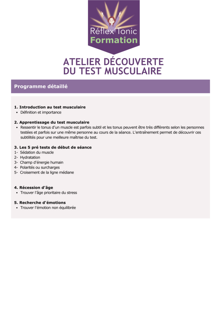 Atelier découverte du test musculaire 2