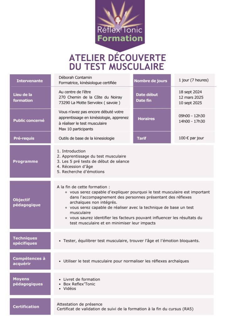 Atelier découverte du test musculaire